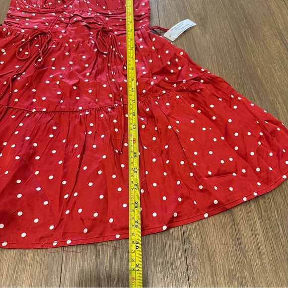NWT For Love & Lemons Willa Mini Dress Size XXS Red Polka Dot Rosette Bows - Picture 11 of 11
